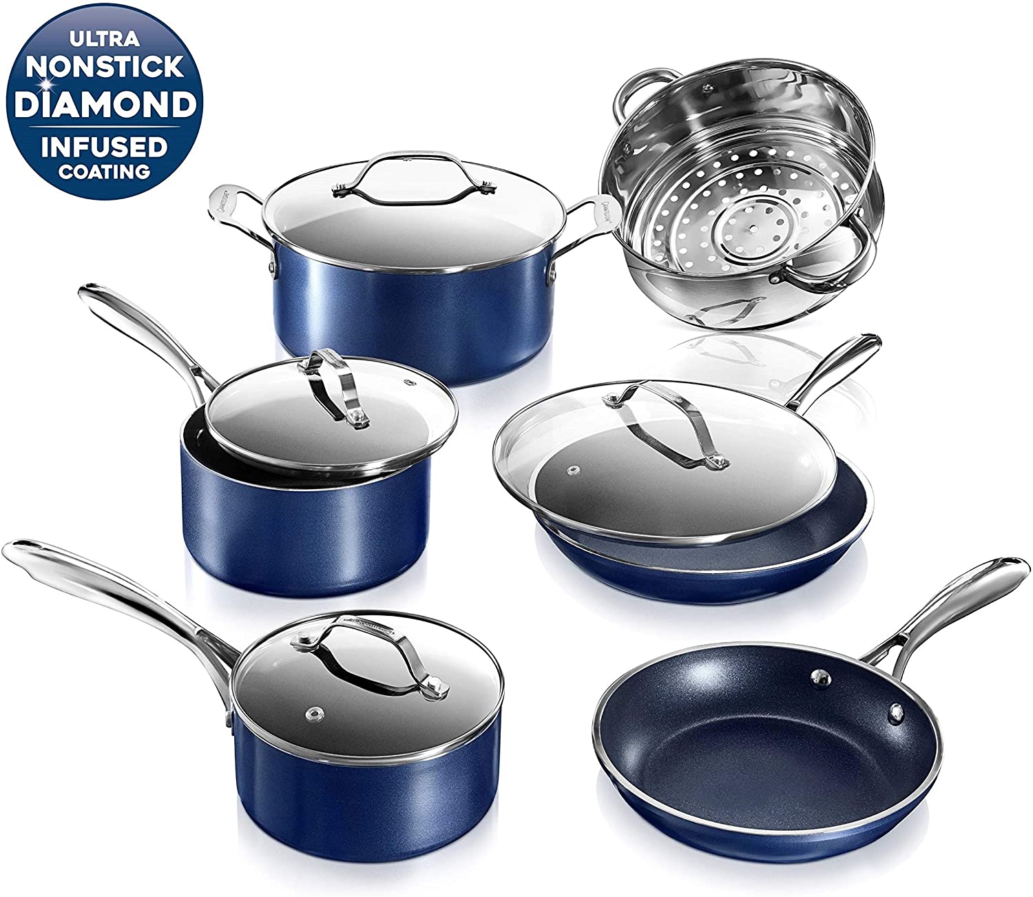 Granite Stone Diamond Granite Stone Classic Blue Pots and Pans Set